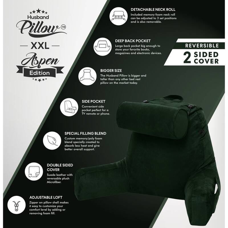 Husband Bedrest Micro-Suede Reading Pillow