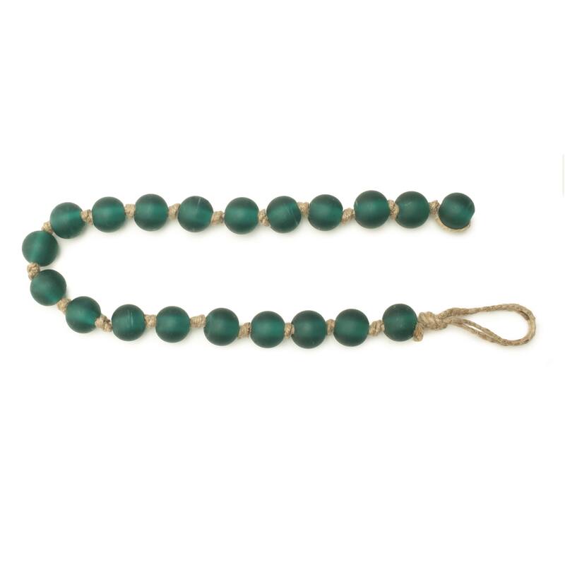 24” Set of 2 Frosted Glass Bead Garland with Jute Rope Ideal for Christmas and Winter Decor - 24”L - Green, Beige