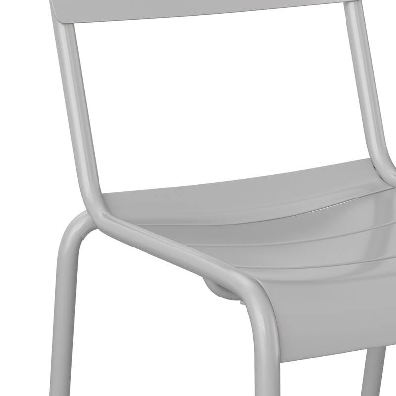 2PK Modern Commercial Grade 2 Slat Indoor/Outdoor Steel Dining Chair