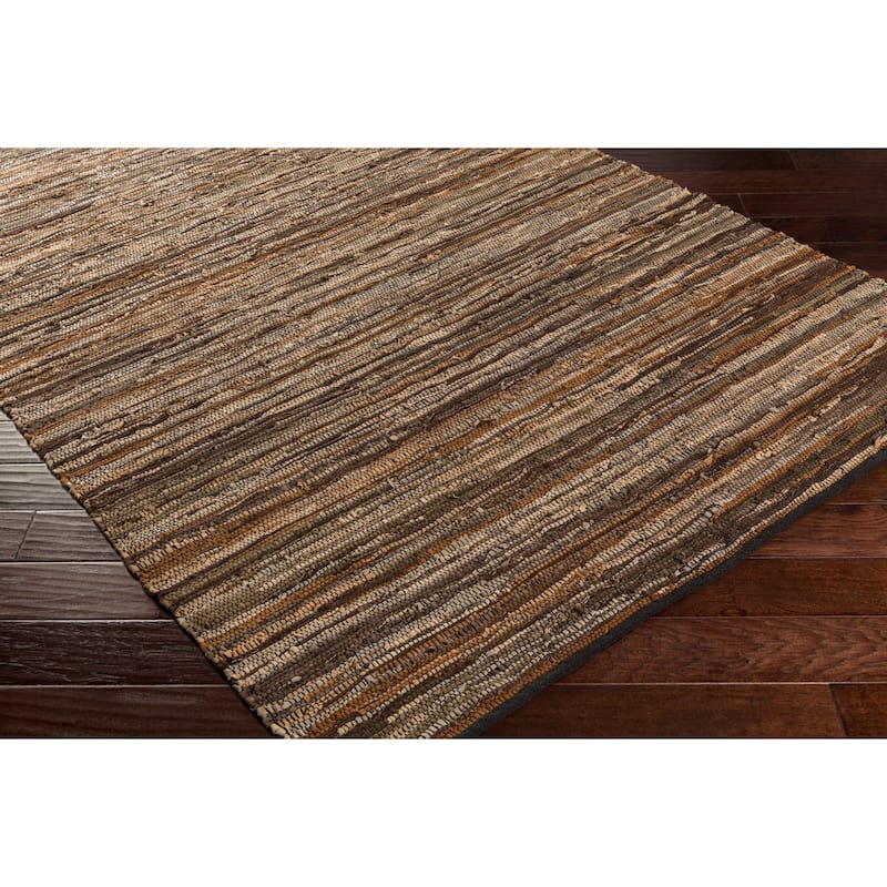 Hand Woven Balbach Leather/Cotton Area Rug - 5' x 7'6"