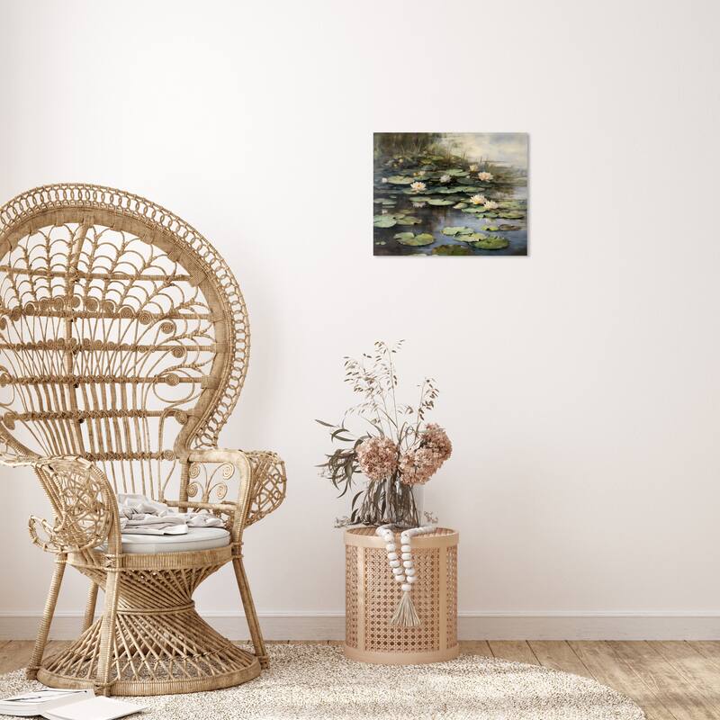 Wynwood Studio Canvas Floral and Botanical Lotus Flower View Green and Traditional Wall Art Canvas Print - 24 x 20