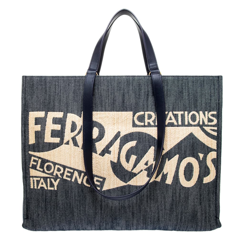 Salvatore Ferragamo Large Venna-Logo Embroidered Tote