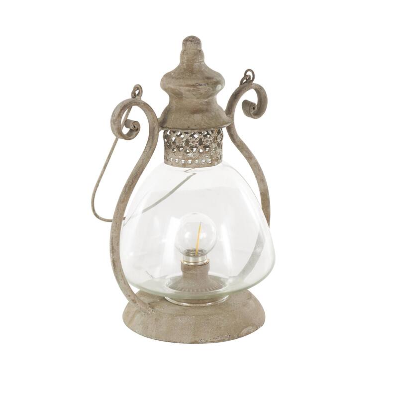 Bronze Metal Decorative Scroll Indoor Outdoor Candle Lantern with Arched Handle - 8"W x 9"L x 12"H
