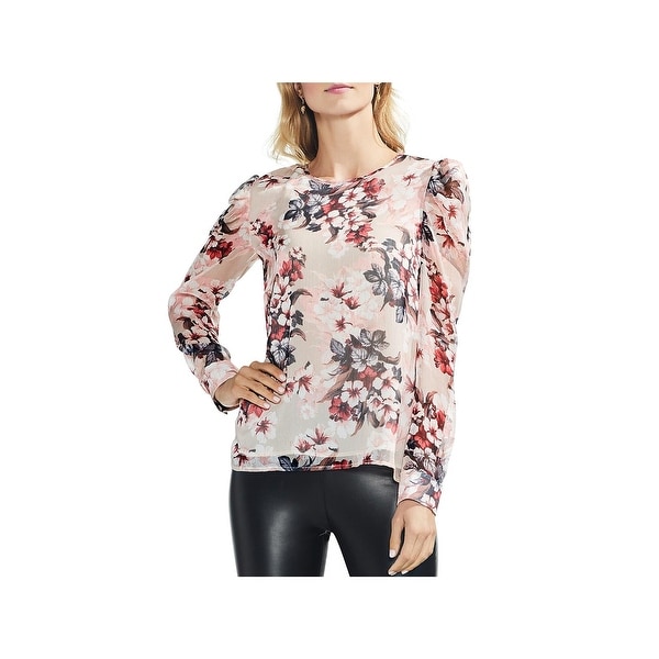 VINCE CAMUTO Womens Sheer Sequined Pullover Top
