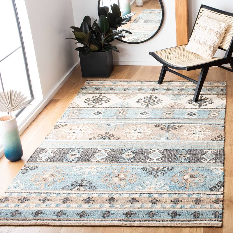 SAFAVIEH Flatweave Kilim Ilmira Jute Rug - 3' x 5' - Blue/Ivory