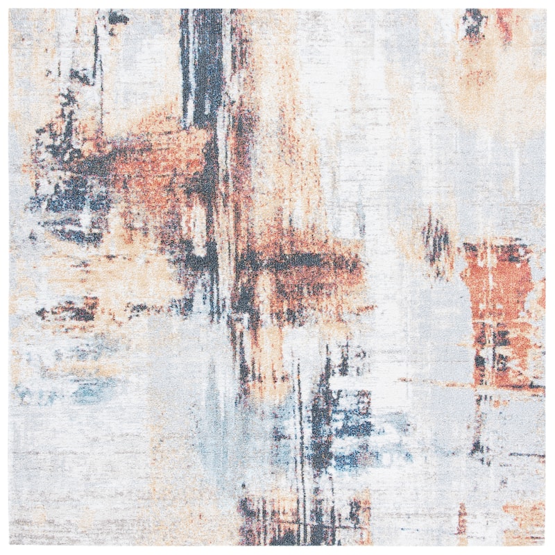 SAFAVIEH Phoenix Buna Vintage Rug - 6'7" Square - Ivory/Grey