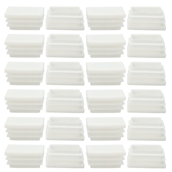 24pcs 25 x 38mm Plastic Rectangle Ribbed Tube Inserts End Cover Cap Furniture Chair Table Feet Floor Protector