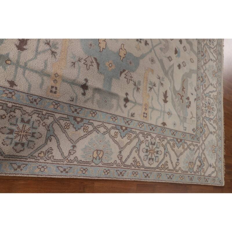 All-Over Ivory Oushak Oriental Area Rug Handmade Wool Carpet - 7'11" x 9'11"