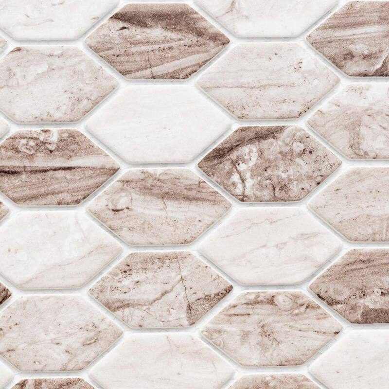 The Tile Life Recycled Serenity 1.75x2.88 Brown Matte Glass Hexagon Mosaic Wall & Backsplash Tile