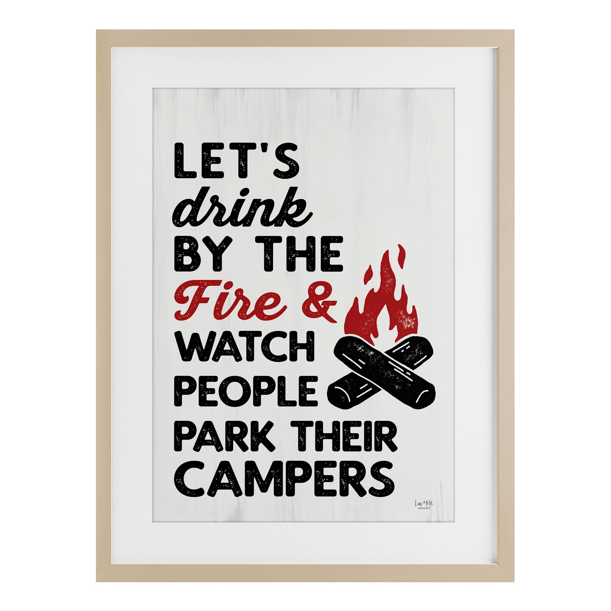 Stupell Let's Drink by the Fire Under Glass Framed Design By Lux + Me Designs