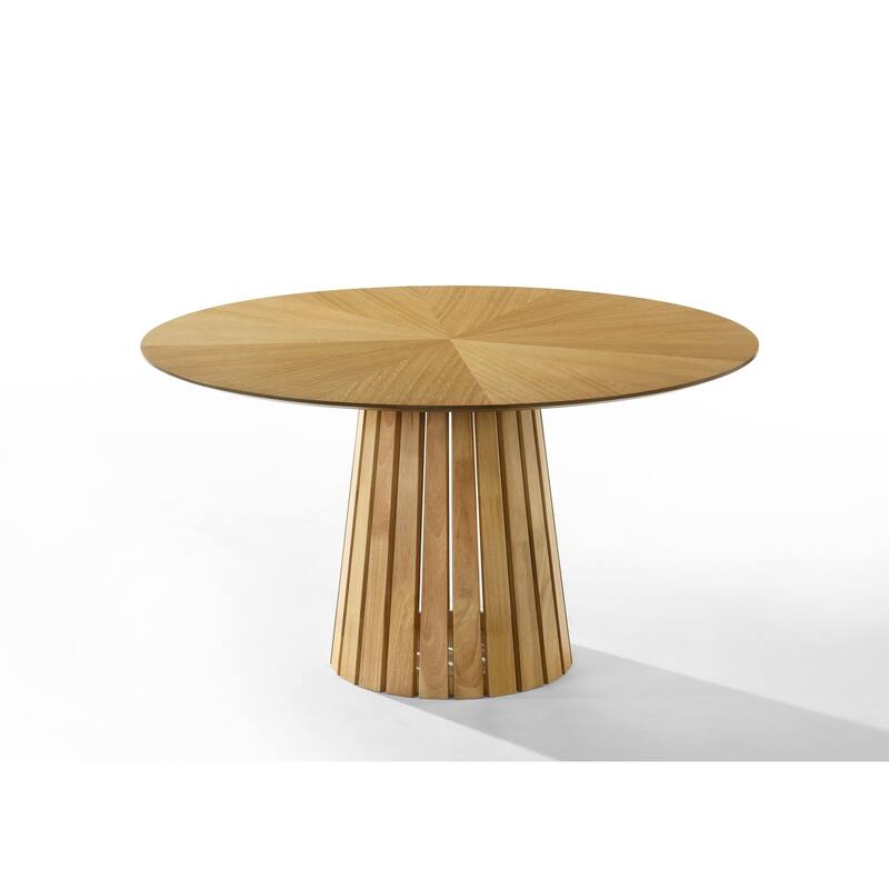 Modrest Weiss Mid-Century Modern Natural Oak Round Dining Table