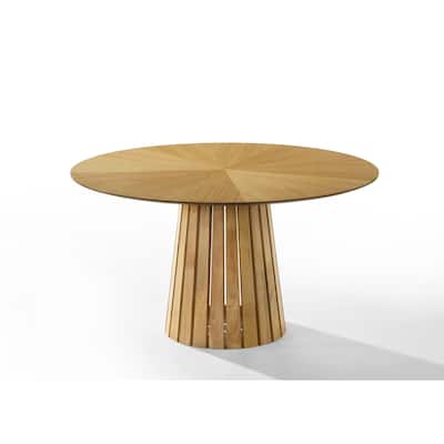 Modrest Weiss Mid-Century Modern Natural Oak Round Dining Table