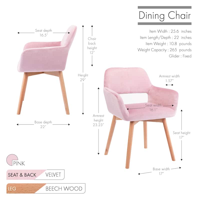 Porthos Home Diana Velvet/ Beech Wood Dining Chairs (Set of 2)