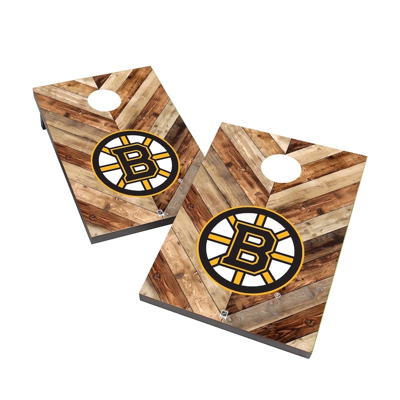 Boston Bruins 2x4 NHL Cornhole Bag Toss - Include Case & Lights