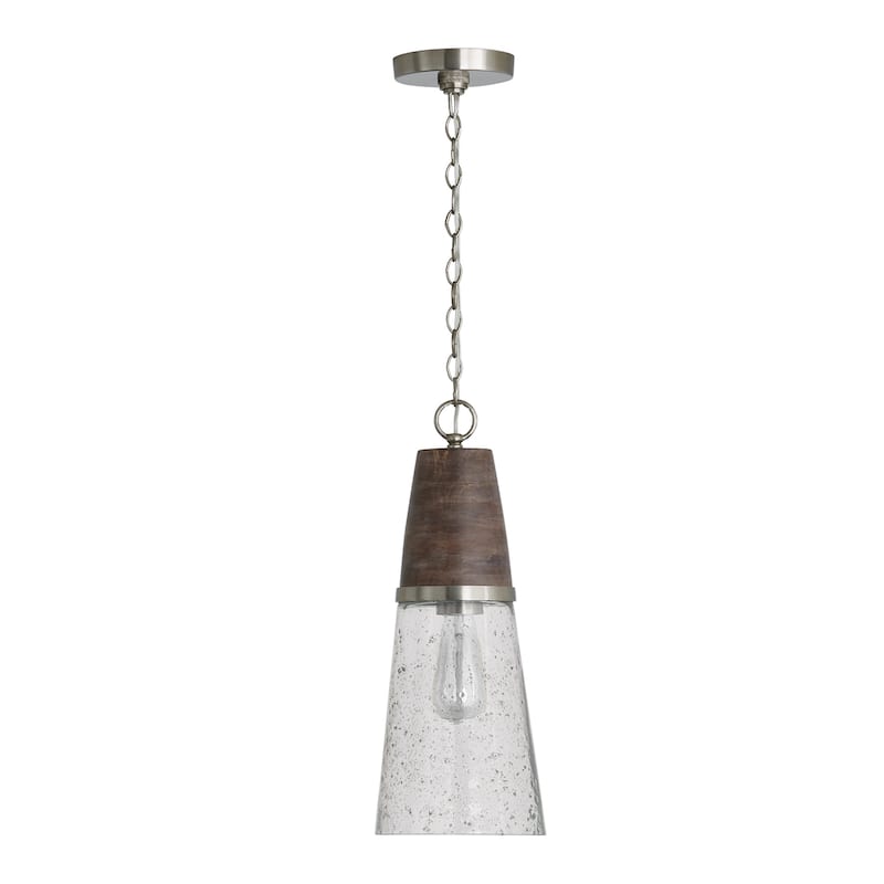 Connor 1-light Black Wash/ Matte Nickel Hanging Pendant - Black Wash/ Matte Nickel - 19.5"H x 7.75"W