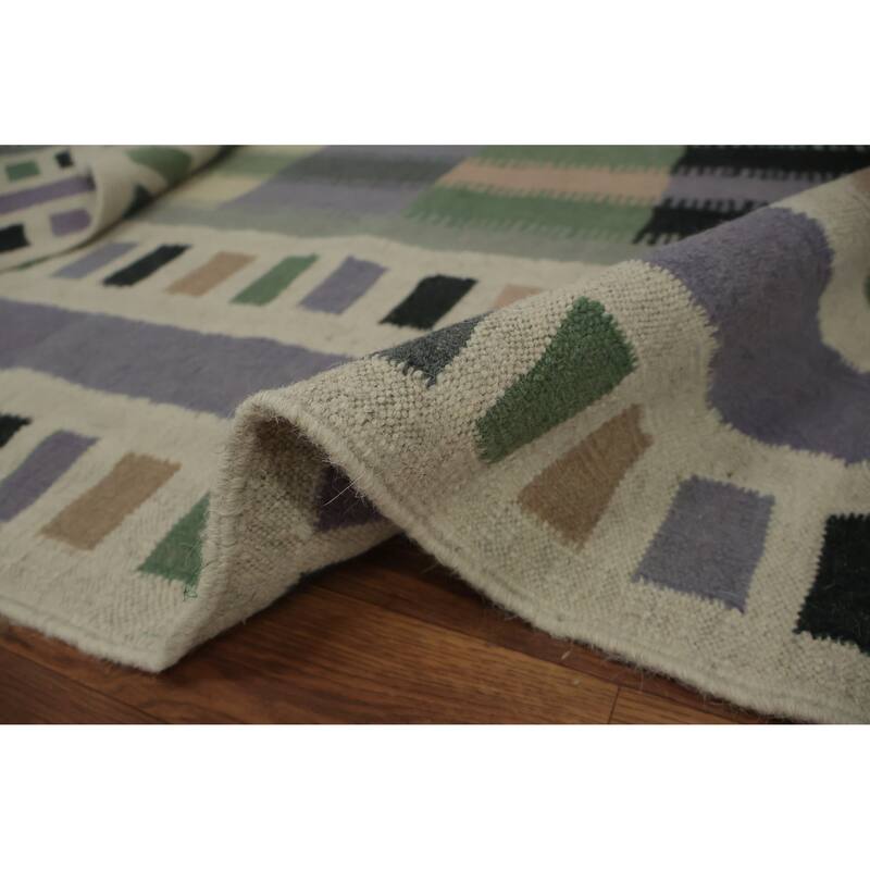 Hand Woven Oriental 100% Wool Carpet Southwestern Geometric Multi-Colored Kilim Area Rug - 10' 0'' X 9' 9''
