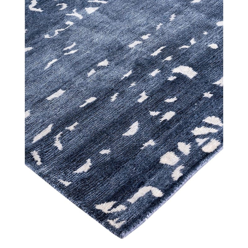 Modern One-of-a-Kind Hand-Knotted Area Rug, Blue - 8' 1" x 10' 3"