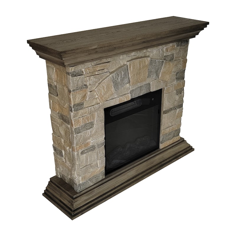 40 in. Faux Stone Freestanding Electric Fireplace - 40" in Width