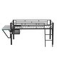 preview thumbnail 13 of 11, Gaming Mid Loft Bed with Desk, LED, Twin, Black