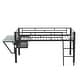 preview thumbnail 13 of 11, Twin Size Loft Bed with LED and Bed Tail Gaming Desk, Junior Metal Bed Frame with Angled Ladder and Safety Guard for Bedroom