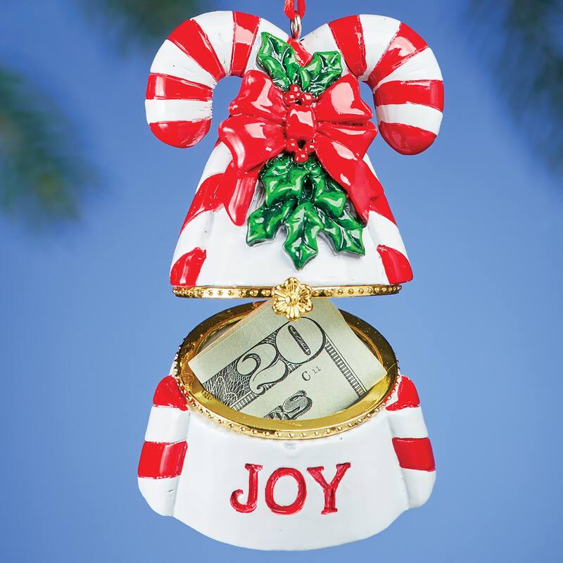 Hand Painted Holiday Trinket Box Ornament - 5.000 x 3.800 x 3.250