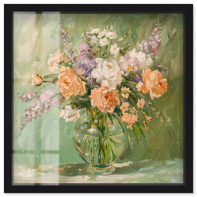Vase and Greenery Shadowbox by Art Remedy - Black - 12" x 12"