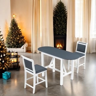 3-Piece Wood Counter Height Drop Leaf Dining Table Set with 2 ...