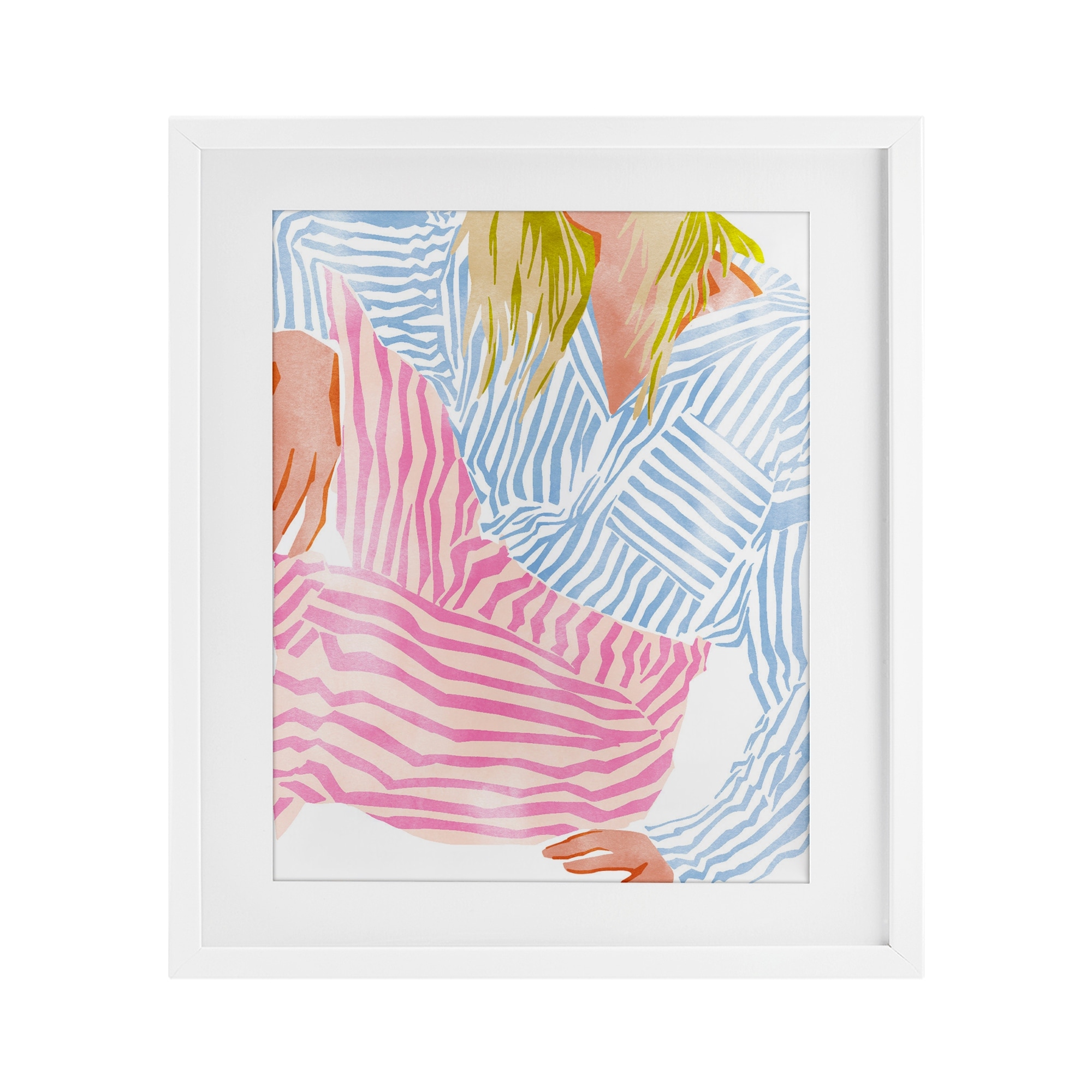 Stupell Female in Pastel Stripes Under Glass Framed Design By Ziwei Li