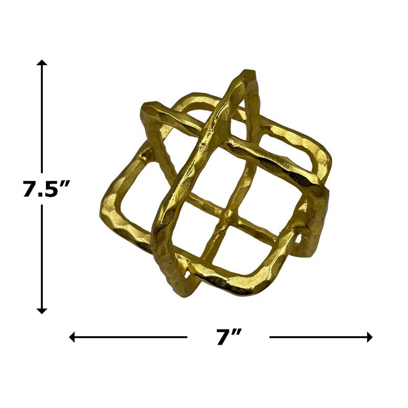 Decorative Handmade Aluminum 7.5 inch Square Sculpture - 7 x 7 x 7.5 in