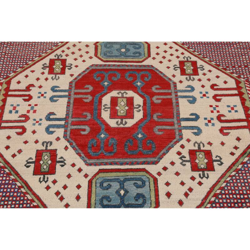 Hand Knotted Oriental 100% Wool Carpet Traditional Medallion Greys & Charcoal Kazak Area Rug - 10' 0'' X 8' 1''
