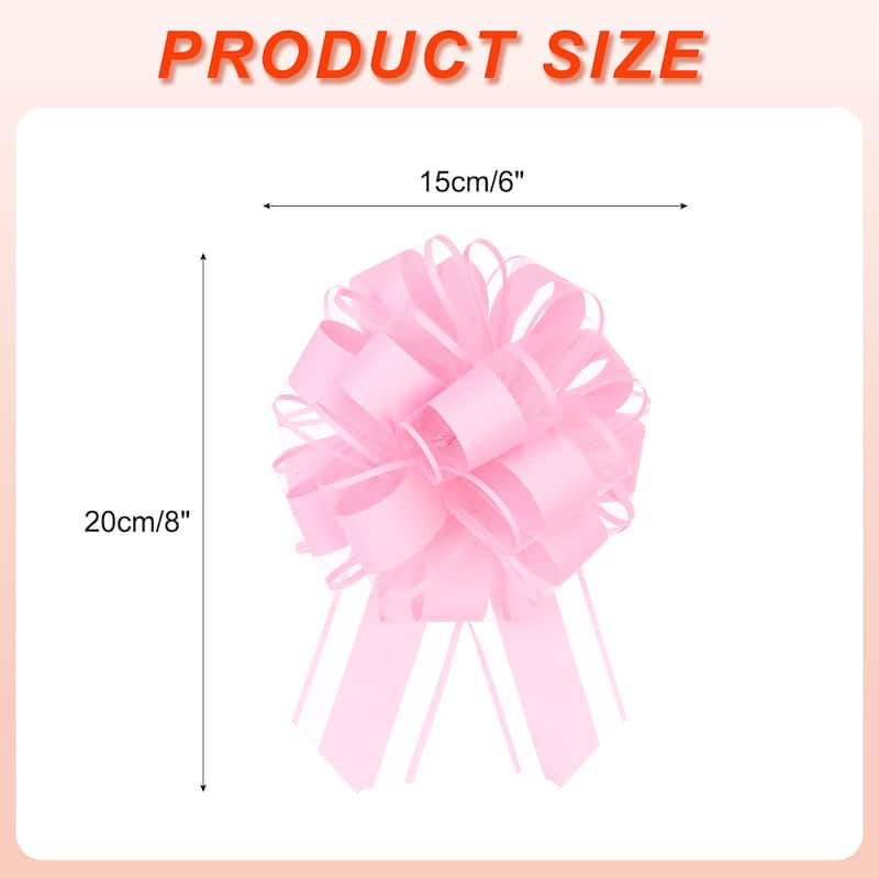 10pcs 8 Inch Large Pull Bow Organza Gift Wrapping Bows Ribbon - Pink - 6 Inch
