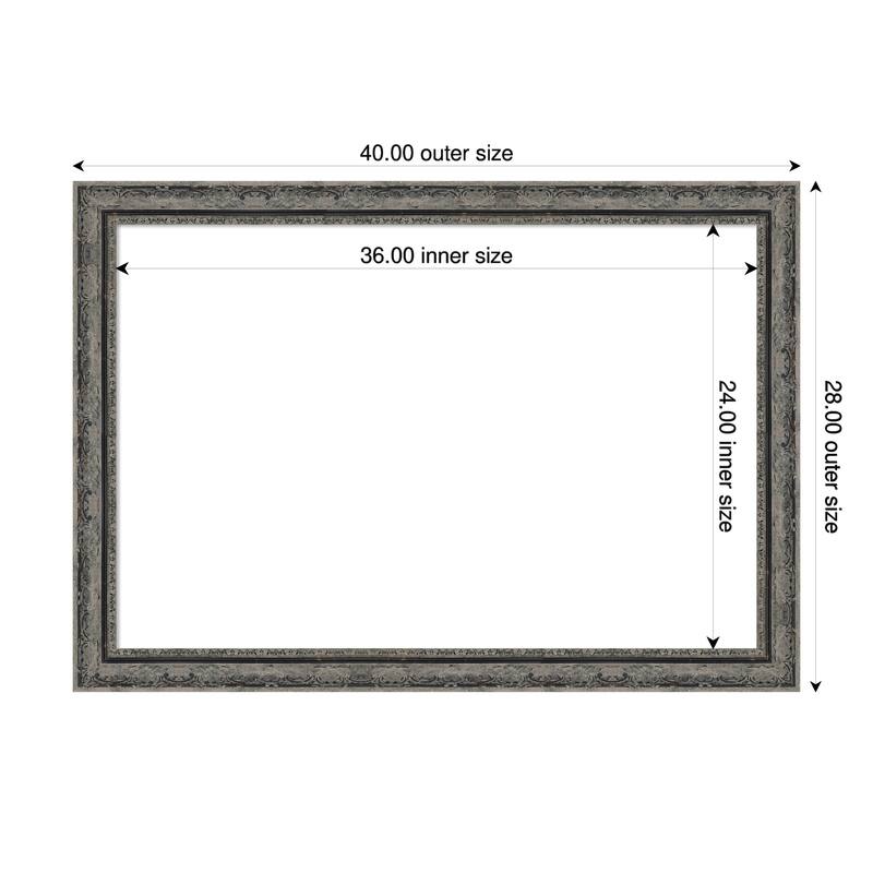 Filigree Framed Dry Erase Magnetic Board - 40 x 28 in - Filigree Matte Black