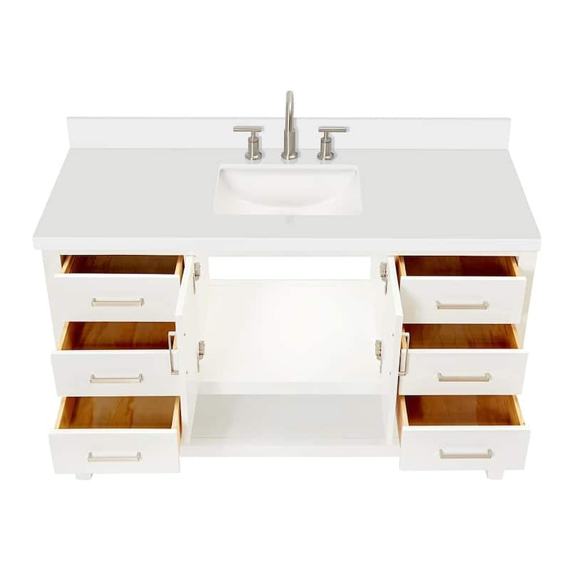 Ariel S055SWQRVO Magnolia 55" Free Standing Single Basin Vanity Set