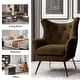 preview thumbnail 96 of 108, Eusebio Tufted Velvet Accent Chair with Wingback, Arms, and Metal Gold Legs for Living Room or Bedroom by HULALA HOME