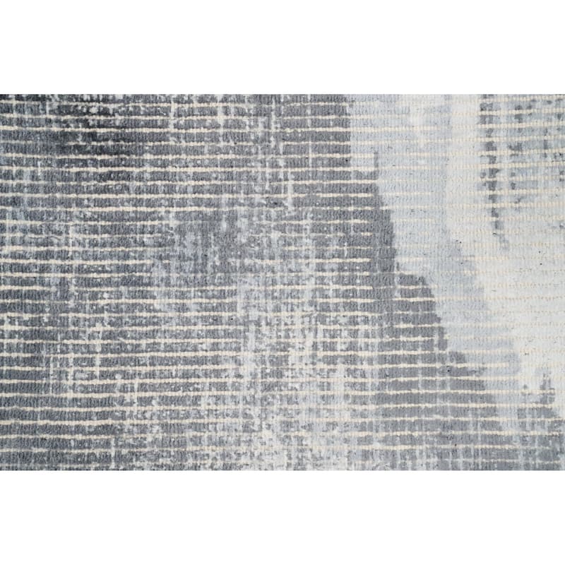 Hand Knotted Oriental Viscose Silk Carpet Modern All-Over Greys & Charcoal Abstract Area Rug - 4' 0'' X 2' 0''