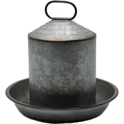 9" Gray Durable Galvanized Bird Feeder