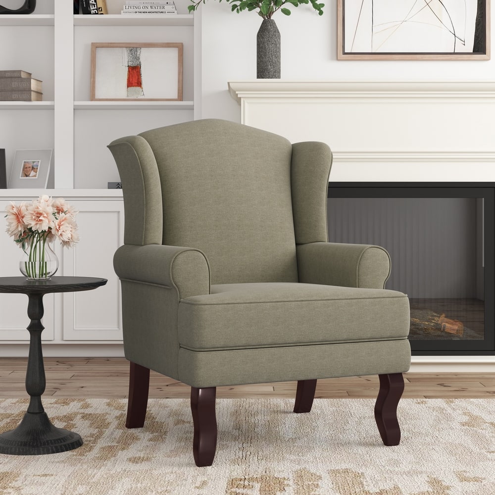 Elegant Living Room Wing Back Arm Chair Upholstered Accent Chair