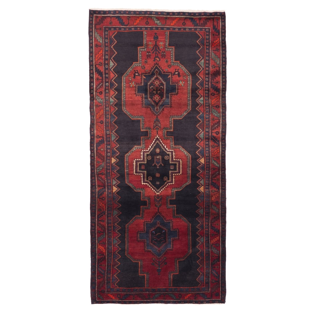 ECARPETGALLERY Hand-knotted Konya Anatolian Black, Red Wool Rug - 4'7 x 10'1