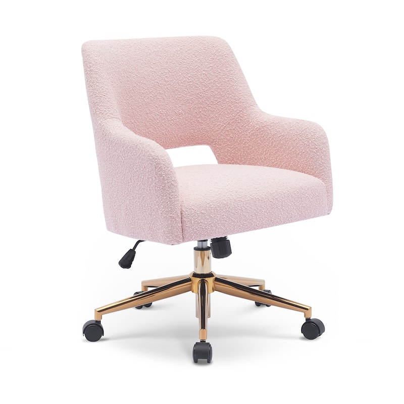 Boucle Upholstered Office/ Desk Chair - Swivel/ Adjustable Height