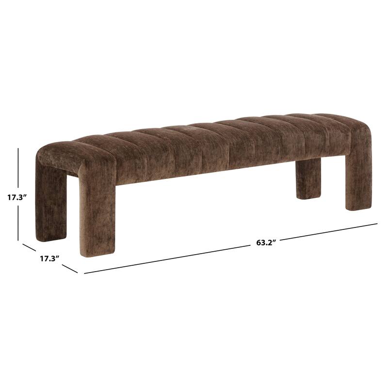 SAFAVIEH Couture Bellisima Channel Tufted Bench, Fully Assembled - 63"W x 17"D x 17"H