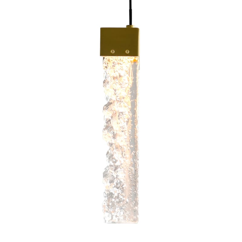 Lava Integrated LED 6in Brass Mini Pendant with Handcrafted Glass