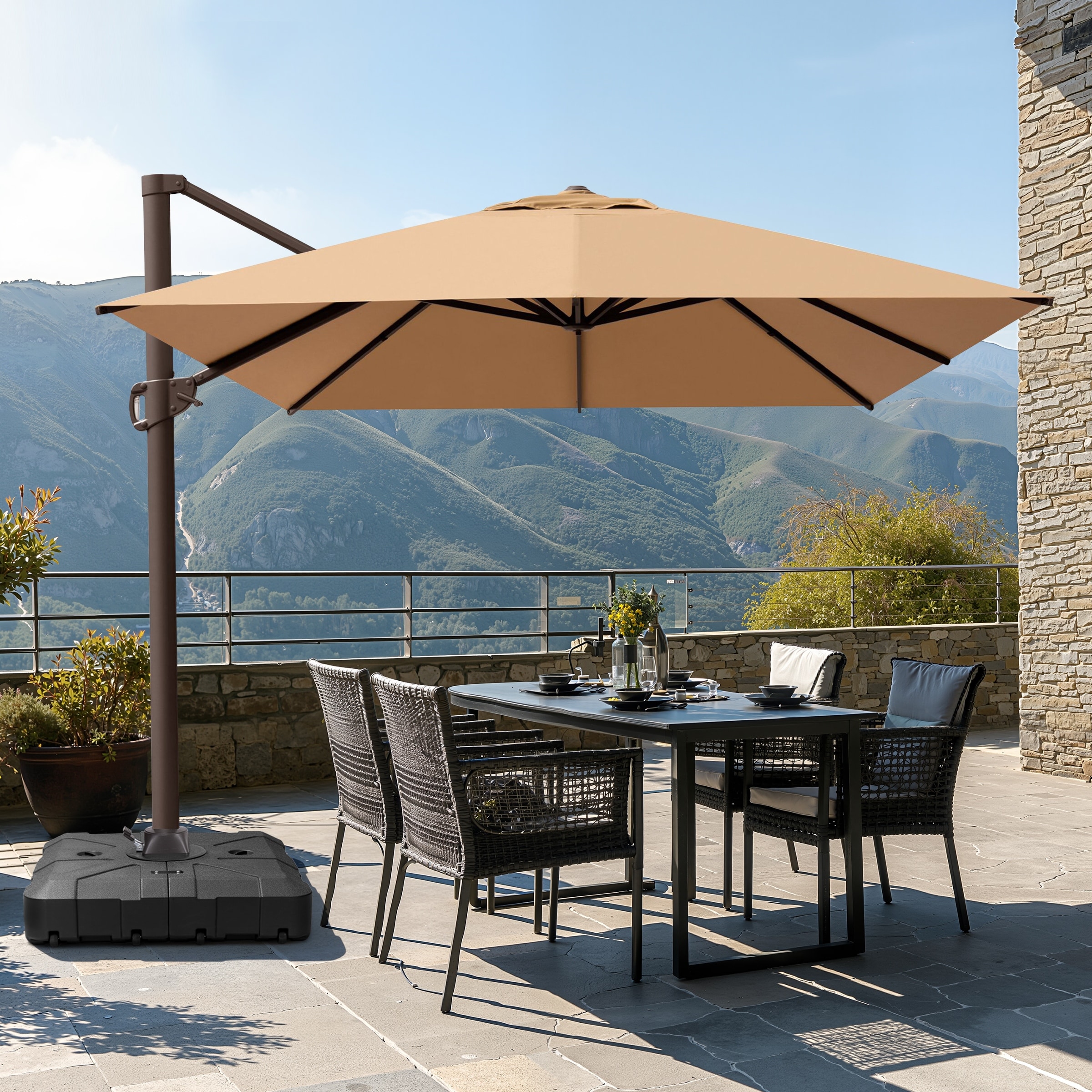 Outdoor 10x12.5 FT Patio Cantilever Umbrella with Weighted Base