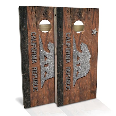 California Flag Rustic Outdoor Cornhole Board Set
