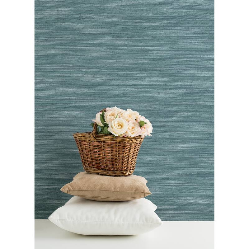 A-Street Prints Benson Dark Blue Faux Fabric Wallpaper