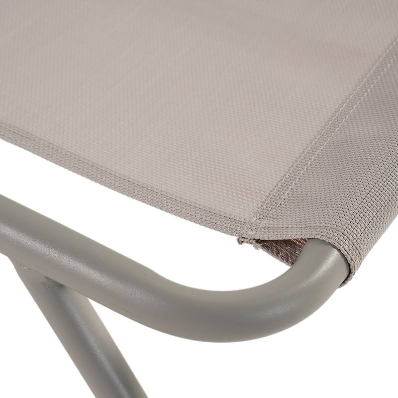 Outdoor Lounge Chair with Foot Stool, Comfy Sling Recliner Chair with Puffy Cushion and Foot Rest