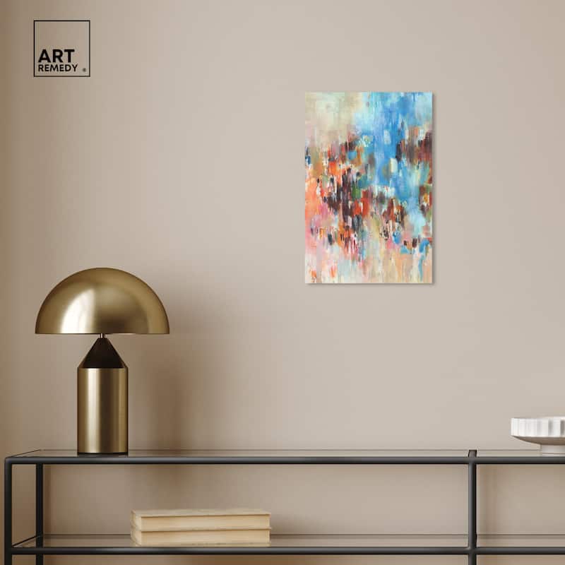 Art Remedy Lovely Feeling Gallery Wrapped Blue Abstract 1 Piece Canvas Wall Art
