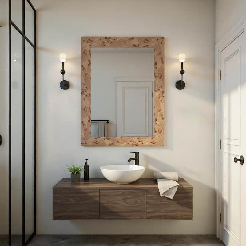 Burled Vanity Mirror - 40H x 30W x 1D