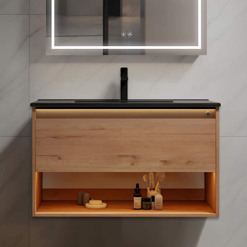 Blossom Bergen Wall Mounted Floating Bathroom Vanity with Sink