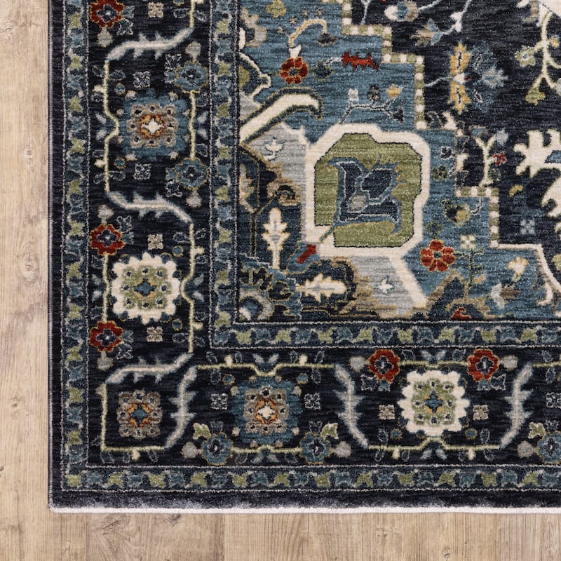 Esme Traditional Medallion Navy/ Blue Area Rug