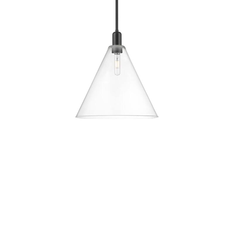 Innovations Lighting 716-1S-18-16 Berkshire Glass Pendant Berkshire - Matte Black / Clear